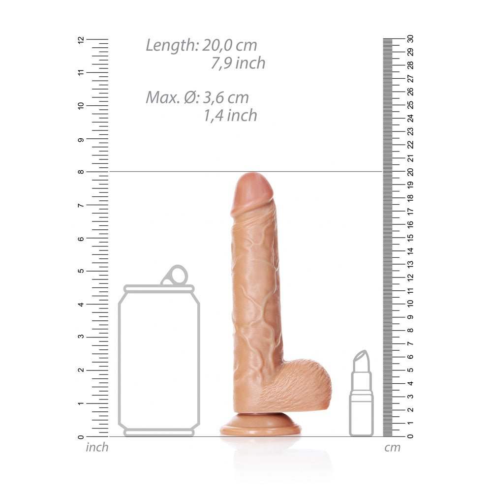 REALROCK Straight Realistic Dildo with Balls - 18 cm - Tan 18 cm (7'') Dong - silkandsin