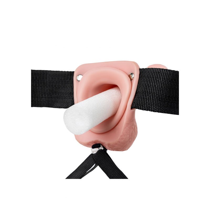 REALROCK Vibrating Hollow Strapon + Balls - 23cm Flesh - Flesh 23 cm Vibrating Hollow Strap - On - silkandsin