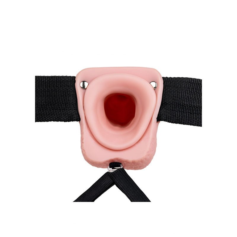 REALROCK Vibrating Hollow Strapon + Balls - 23cm Flesh - Flesh 23 cm Vibrating Hollow Strap - On - silkandsin