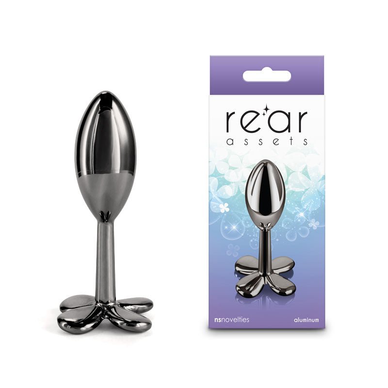 Rear Assets Clover - Gunmetal - Gunmetal 9.2 cm Metallic Butt Plug - Silk and Sin