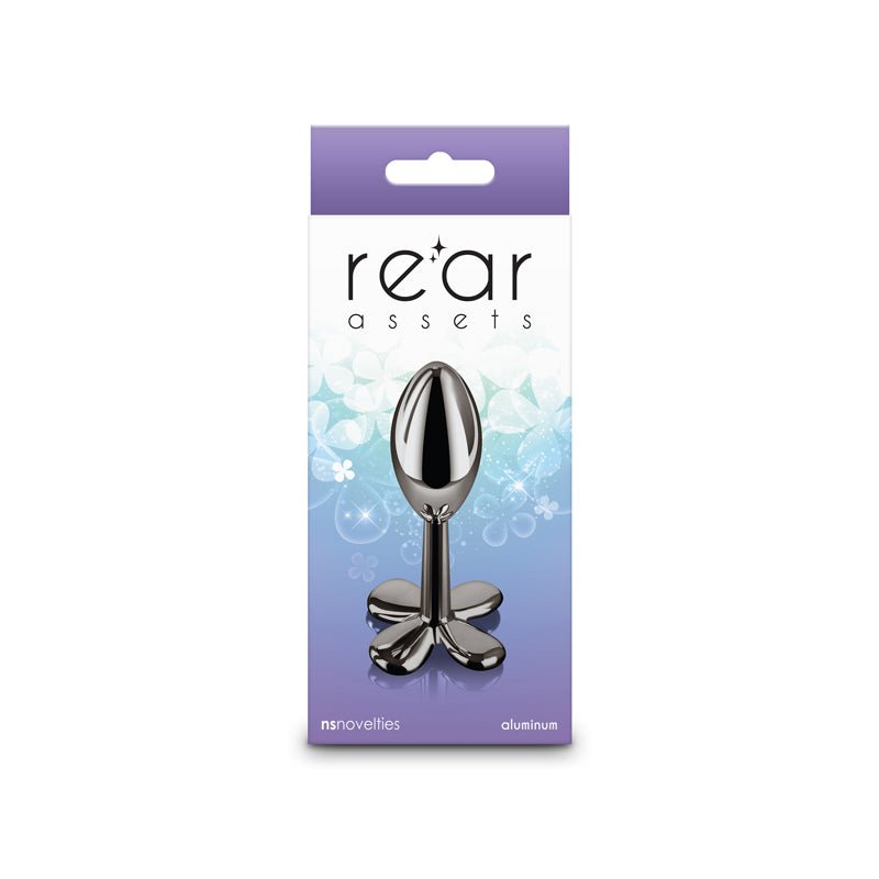 Rear Assets Clover - Gunmetal - Gunmetal 9.2 cm Metallic Butt Plug - Silk and Sin