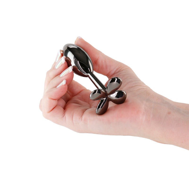 Rear Assets Clover - Gunmetal - Gunmetal 9.2 cm Metallic Butt Plug - Silk and Sin