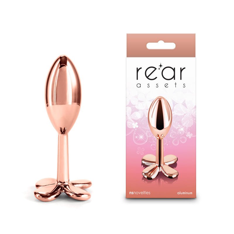 Rear Assets Clover - Rose Gold - Rose Gold 9.2 cm Metallic Butt Plug - Silk and Sin