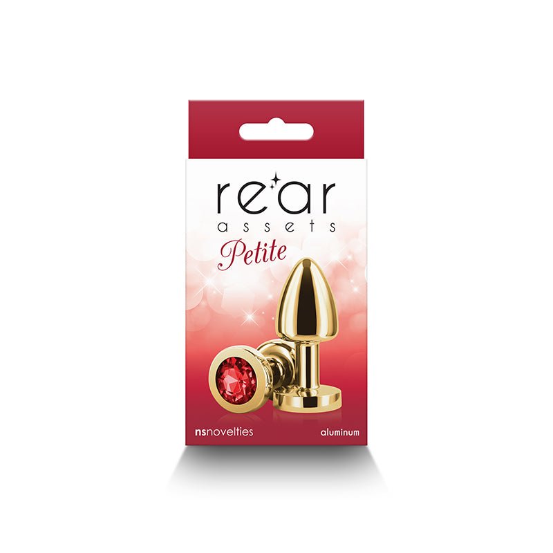 Rear Assets Petite - Gold with Red Gem - Gold 6 cm Metal Butt Plug with Red Round Gem Base - Silk and Sin