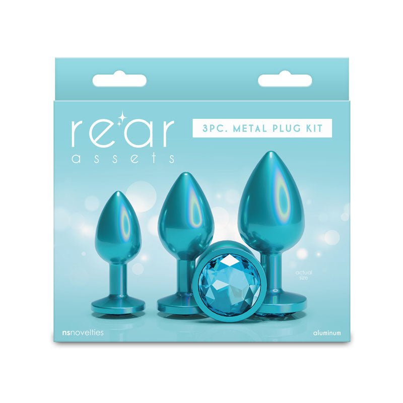 Rear Assets Trainer Kit - Iridescent Teal - Iridescent Teal Metallic Butt Plugs - Set of 3 Sizes - Silk and Sin