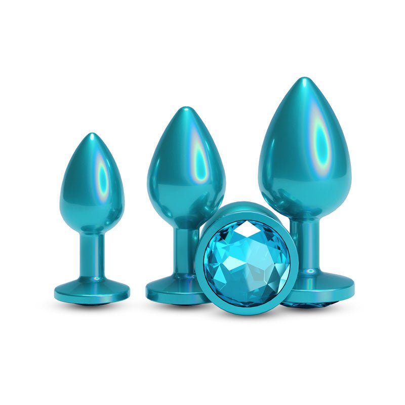 Rear Assets Trainer Kit - Iridescent Teal - Iridescent Teal Metallic Butt Plugs - Set of 3 Sizes - Silk and Sin