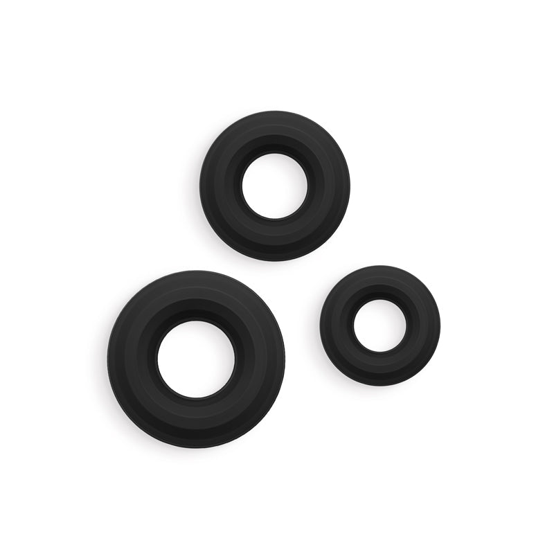 Renegade 3pc Fireman Rings - Black - Black Cock Rings - Set of 3 Sizes - Silk and Sin