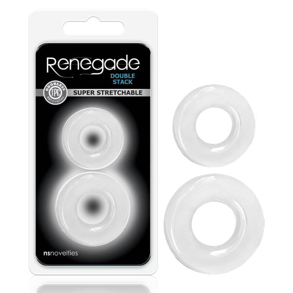 Renegade - Double Stack - Clear Cock Rings - Set of 2 - Silk and Sin