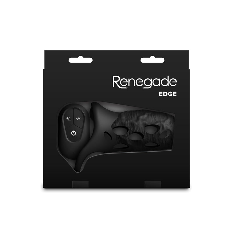 Renegade Edge - Black - Black USB Rechargeable Vibrating Penis Sleeve with Wireless Remote - Silk and Sin