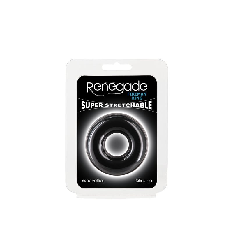 Renegade Fireman Ring - Large - Black - Black Large Cock Ring - Silk and Sin