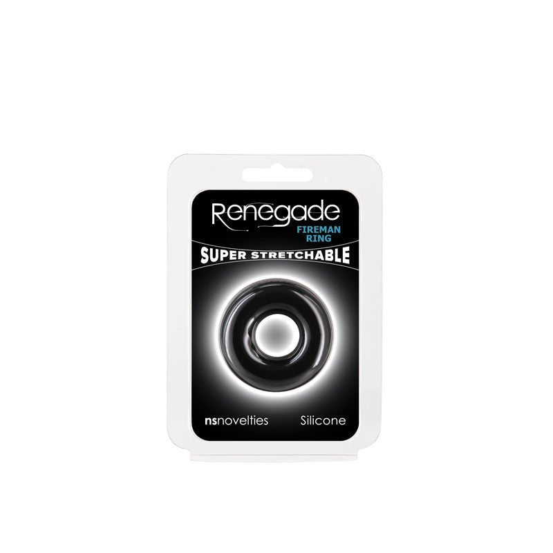 Renegade Fireman Ring - Small - Black - Black Small Cock Ring - Silk and Sin