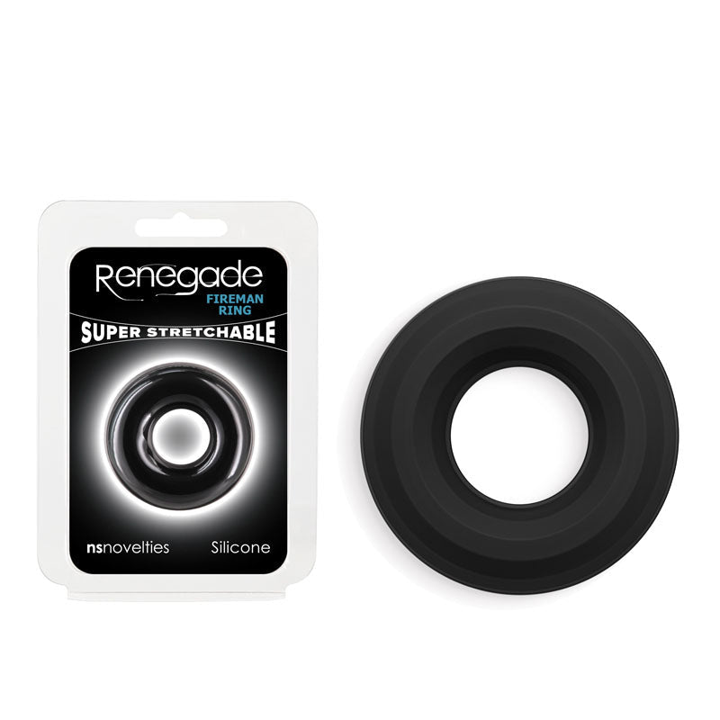 Renegade Fireman Ring - Small - Black - Black Small Cock Ring - Silk and Sin