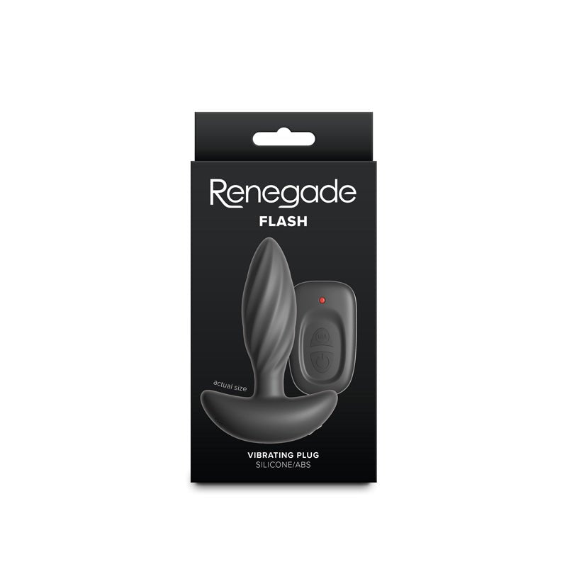 Renegade Flash - Black - Black 10.3 cm USB Rechargeable Vibrating Butt Plug - Silk and Sin