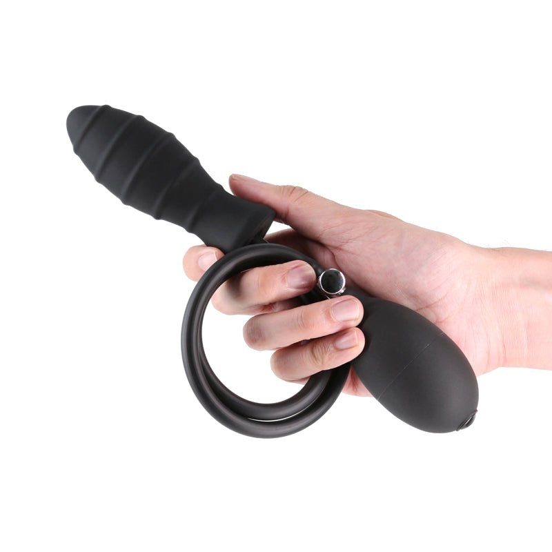 Renegade InflataPlay - Black - Black 10.5 cm Inflatable Butt Plug - Silk and Sin