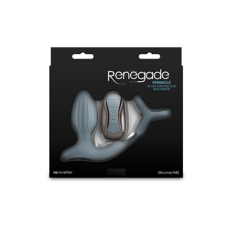 Renegade Pinnacle - Grey - Grey USB Rechargeable Vibrating Butt Plug with Cock Ring - Silk and Sin