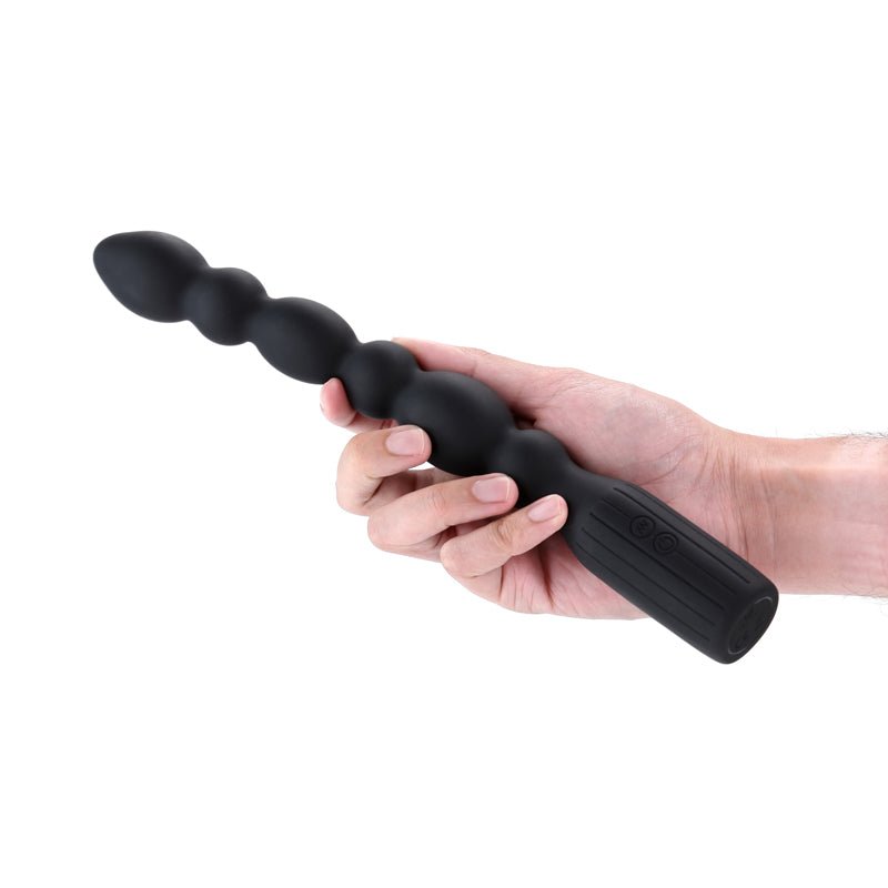Renegade Prime - Black - Black 28.8 cm USB Rechargeable Vibrating Anal Beads - Silk and Sin