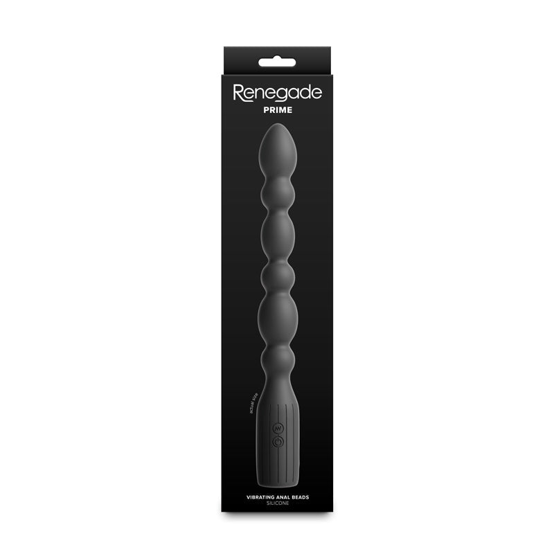 Renegade Prime - Black - Black 28.8 cm USB Rechargeable Vibrating Anal Beads - Silk and Sin