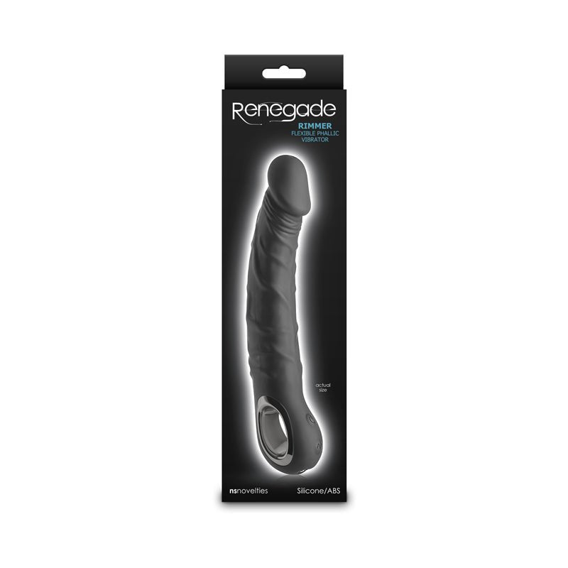 Renegade Rimmer - Black - Black 22 cm USB Rechargeable Vibrator - Silk and Sin