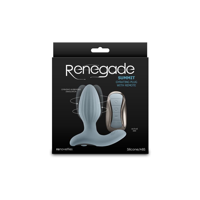 Renegade Summit - Grey - Grey 10.2 cm USB Rechargeable Vibrating Butt Plug with Remote - Silk and Sin