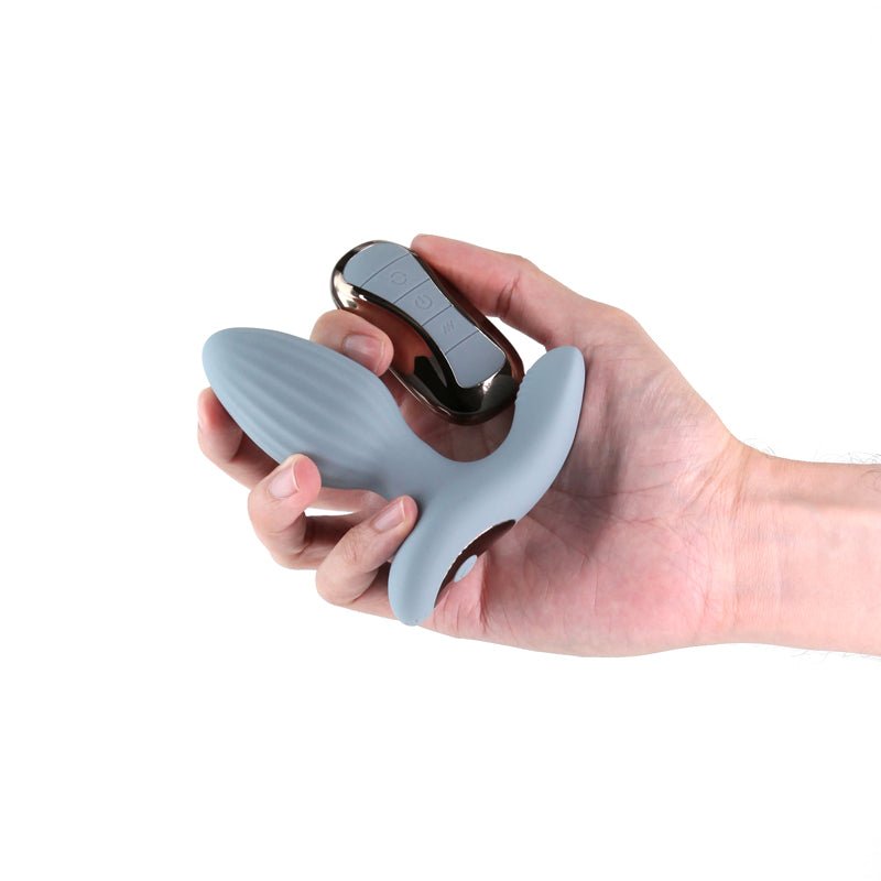 Renegade Summit - Grey - Grey 10.2 cm USB Rechargeable Vibrating Butt Plug with Remote - Silk and Sin