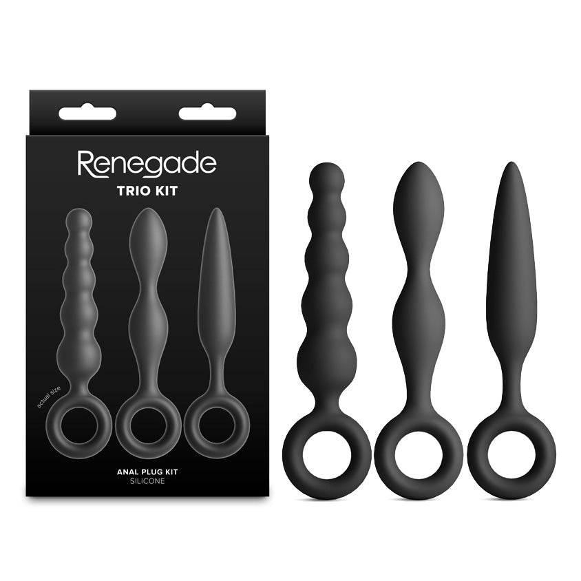 Renegade Trio Kit - Black - Black Butt Plugs - Set of 3 - Silk and Sin