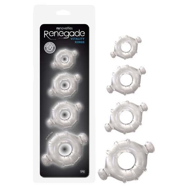 Renegade Vitality Rings - Clear Cock Rings - Set of 4 Sizes - Silk and Sin