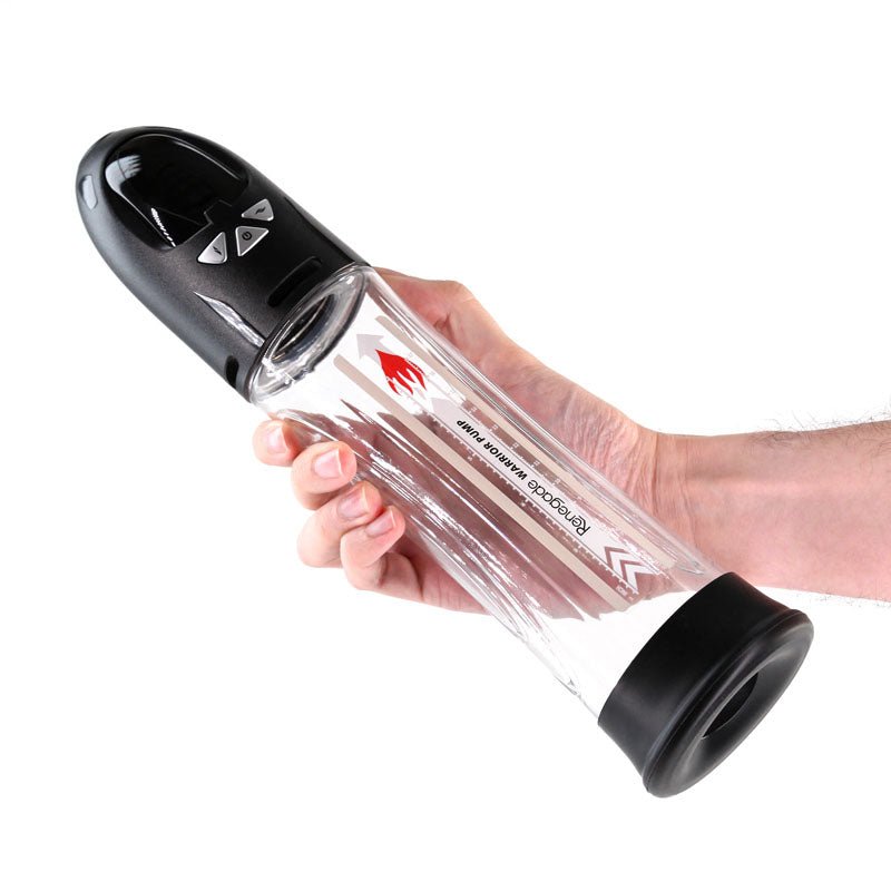 Renegade Warrior Pump - Black - Black/Clear Waterproof Automatic Penis Pump - Silk and Sin