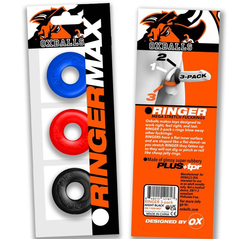 Ringer Max 3 Pc Multi Colour Cockring Set - Silk and Sin