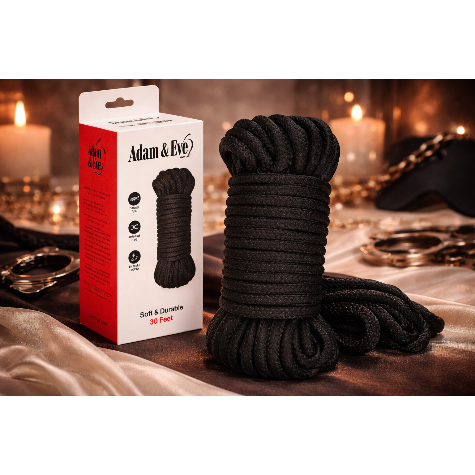 Adam & Eve BONDAGE ROPE - 9 metre (30 feet) - Black Bondage Rope - 9 metre Length