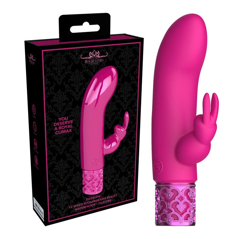 ROYAL GEMS Dazzling - Silicone Rechargeable Bullet - Pink 12 cm USB Rechargeable Bullet - silkandsin