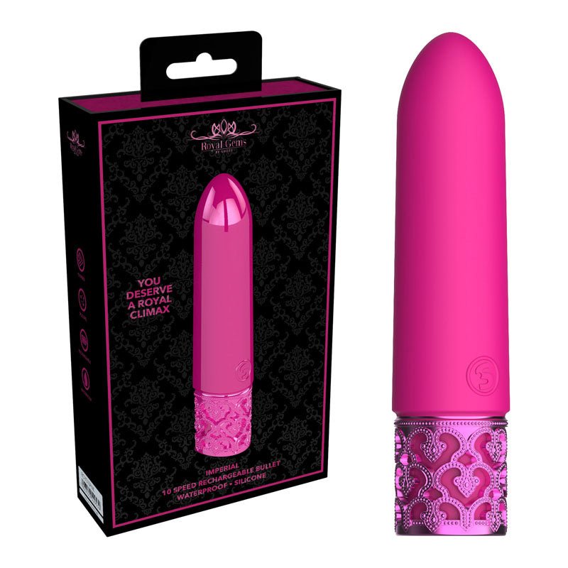 ROYAL GEMS Imperial - Silicone Rechargeable Bullet - Pink 10 cm USB Rechargeable Bullet - silkandsin