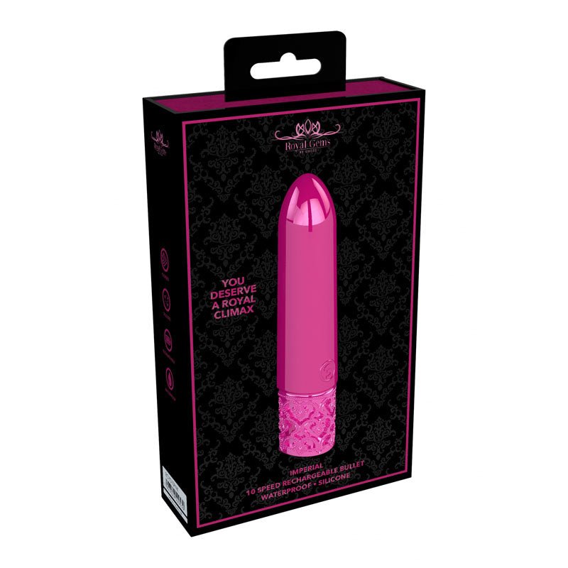 ROYAL GEMS Imperial - Silicone Rechargeable Bullet - Pink 10 cm USB Rechargeable Bullet - silkandsin