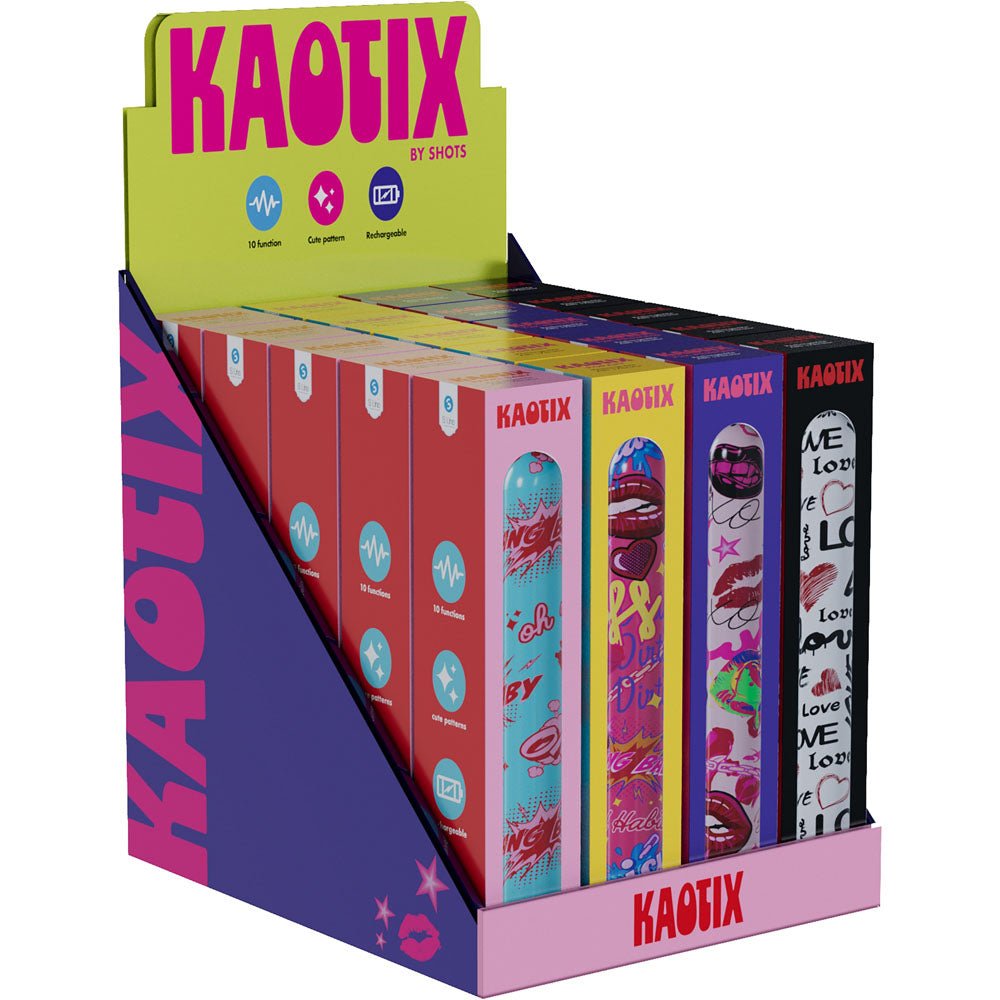 S - LINE Kaotix Display Box - USB Rechargeable Vibrators - Counter Display of 4 x 5 each - silkandsin