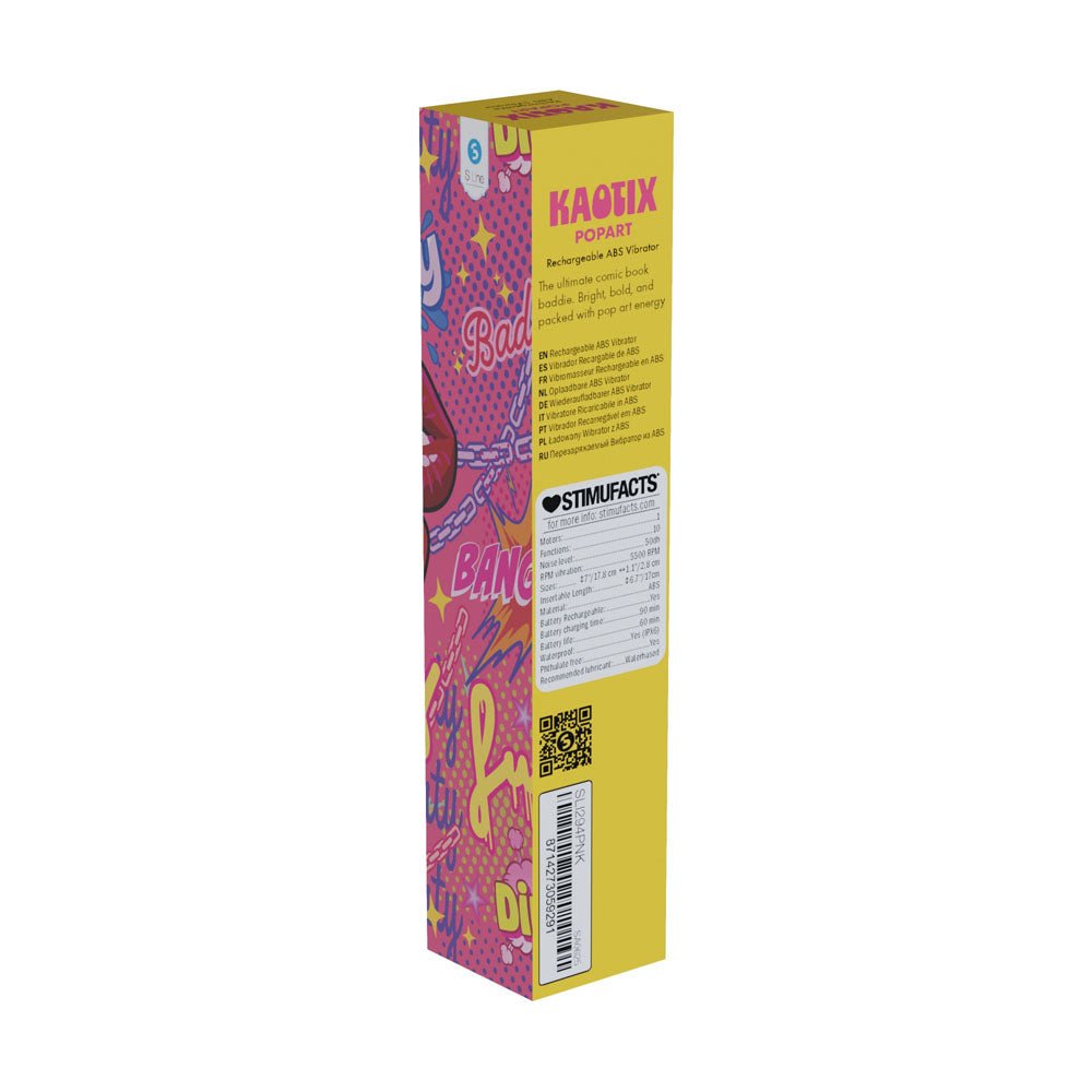S - LINE Kaotix Pop Art - Pink 17.8 cm USB Rechargeable Vibrator - silkandsin