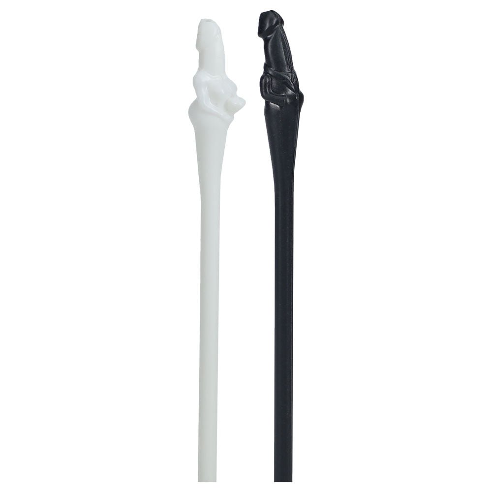 S - LINE The Dickheads - Couples Straws Black/White - Black/White Novelty Straws - 8 Pack - silkandsin