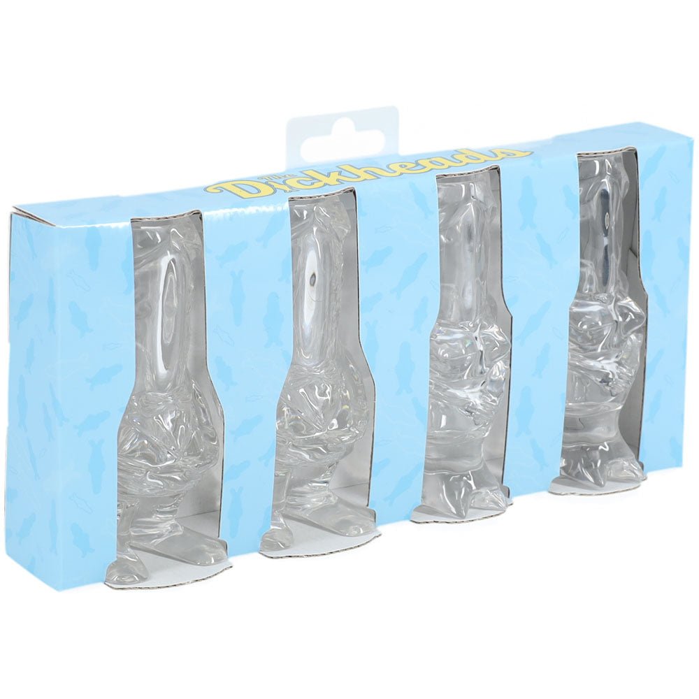 S - LINE The Dickheads - Couples Tall Shot Glasses - Clear Novelty 44 ml Shot Glasses - 4 Pack - silkandsin