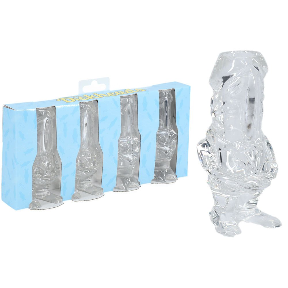 S - LINE The Dickheads - Couples Tall Shot Glasses - Clear Novelty 44 ml Shot Glasses - 4 Pack - silkandsin