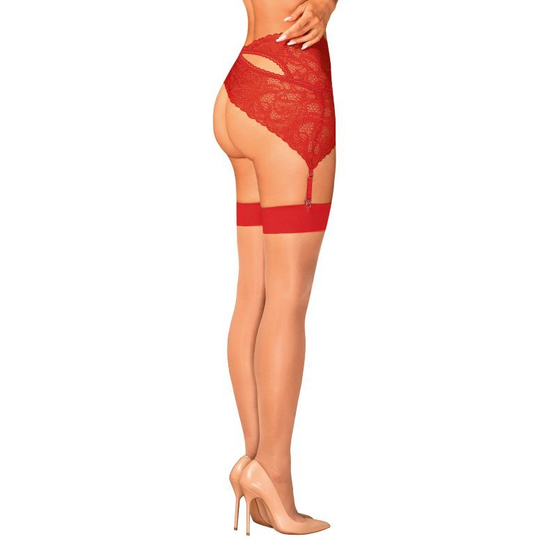 S814 Stockings Red - Silk and Sin