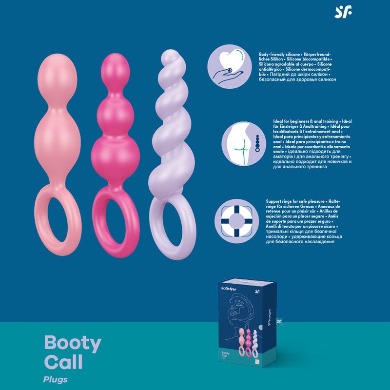 Satisfyer Booty Call - Coloured Butt Plugs - Set of 3 - silkandsin