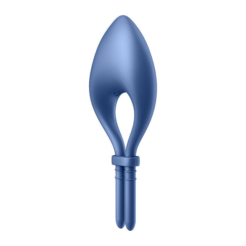 Satisfyer Bullseye - Blue - Blue Vibrating Adjustable Lasso Cock Ring - silkandsin