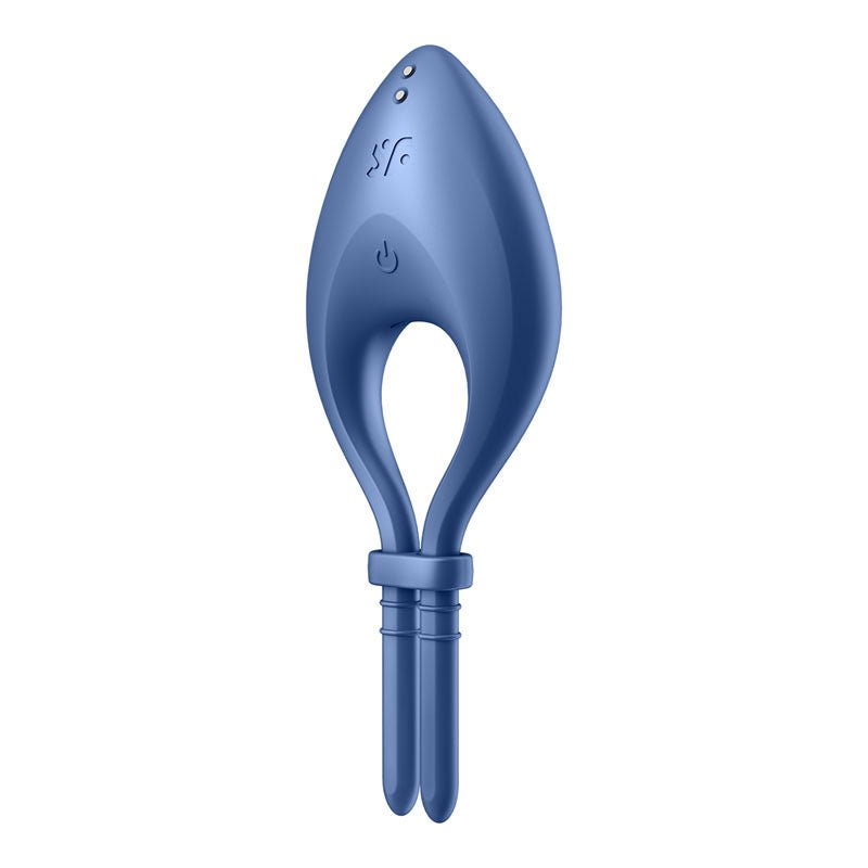 Satisfyer Bullseye - Blue - Blue Vibrating Adjustable Lasso Cock Ring - silkandsin