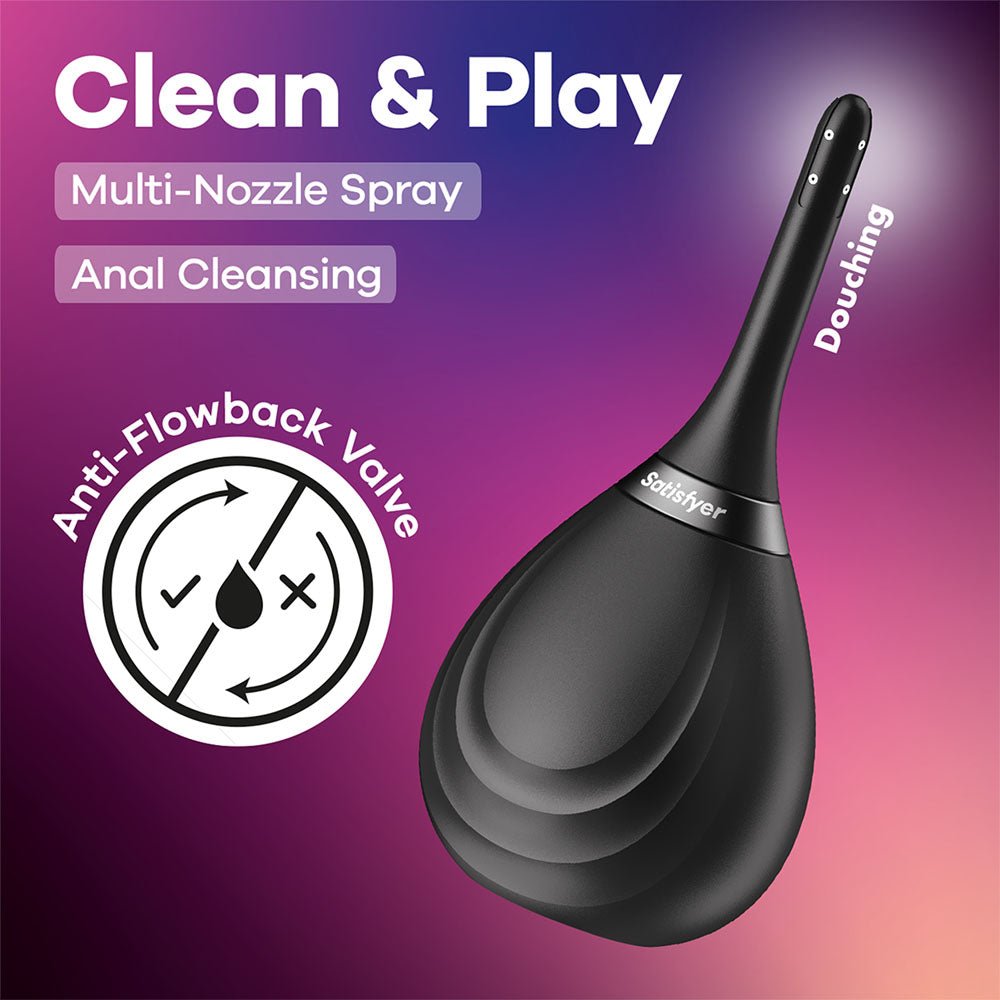 Satisfyer Clean & Play - Black Unisex Douche - Silk and Sin
