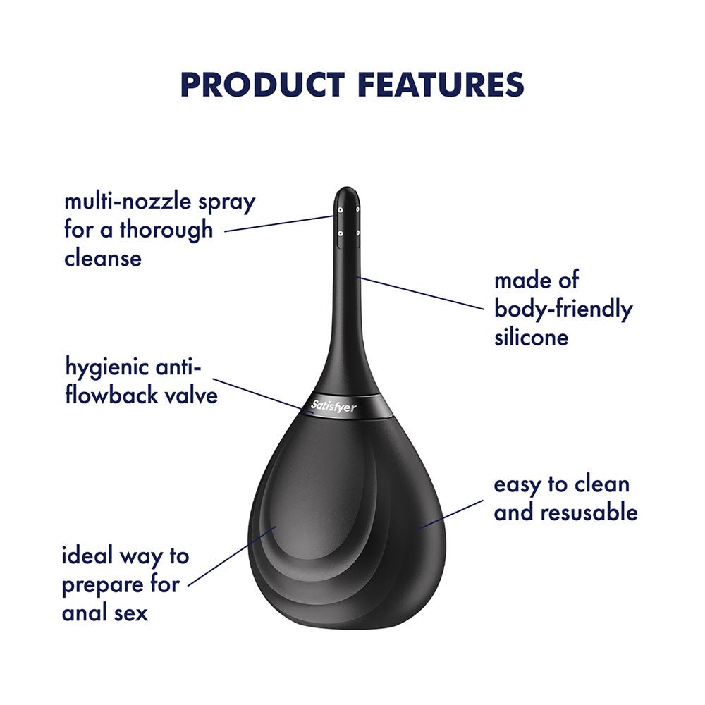 Satisfyer Clean & Play - Black Unisex Douche - Silk and Sin