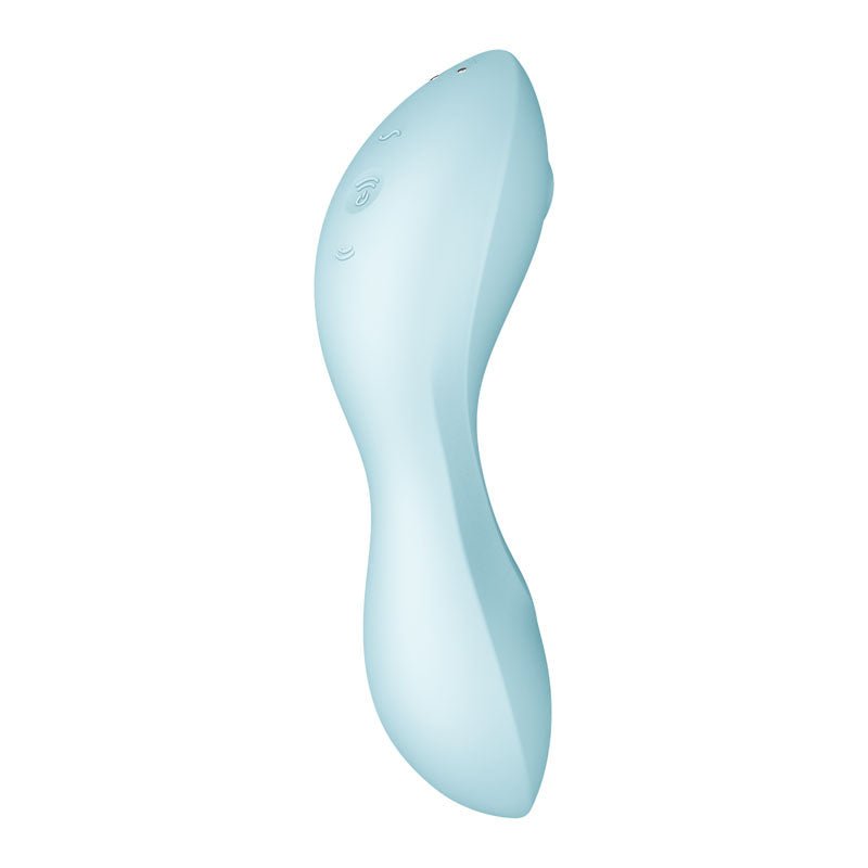 Satisfyer Curvy Trinity 5 - Blue USB Rechargeable Air Pulse Stimulator & Vibrator with App Control - silkandsin