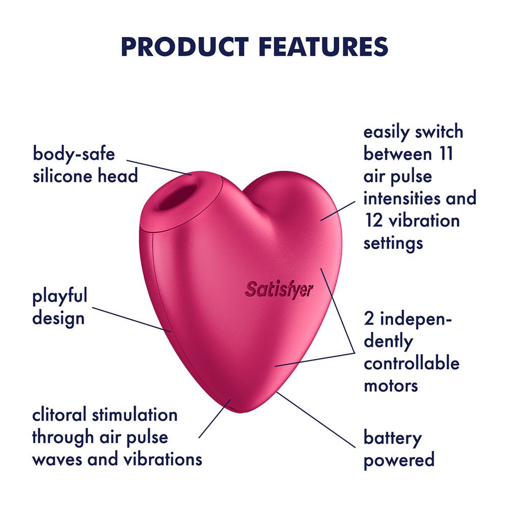 Satisfyer Cutie Heart - Battery Operated - Pink Air Pulsation Stimulator with Vibration - silkandsin