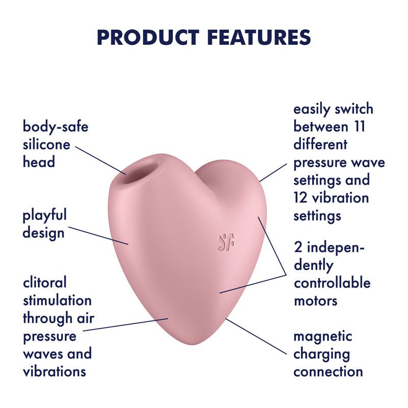 Satisfyer Cutie Heart - Light Pink - Light Pink USB Rechargeable Air Pulsation Stimulator with Vibration - silkandsin