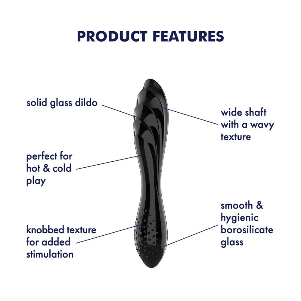 Satisfyer Dazzling Crystal 1 - Black - Black Glass Double Ended Dildo - Silk and Sin