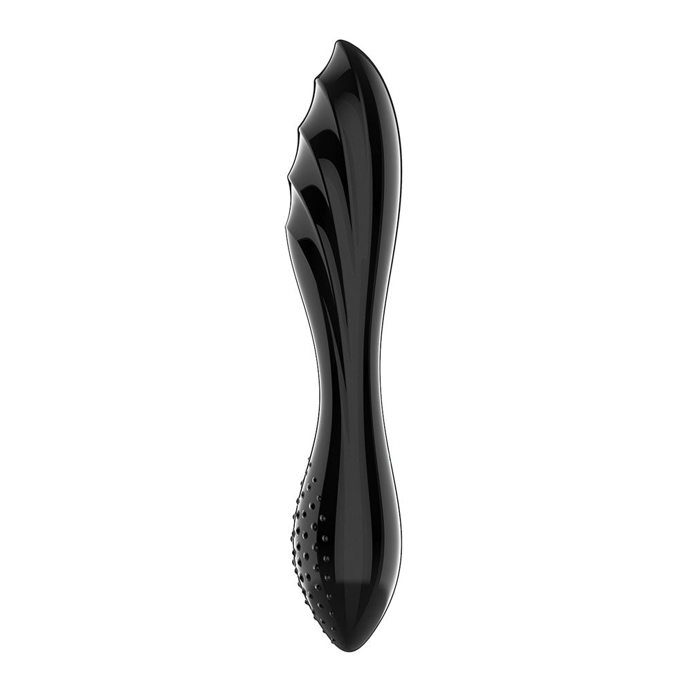 Satisfyer Dazzling Crystal 1 - Black - Black Glass Double Ended Dildo - Silk and Sin