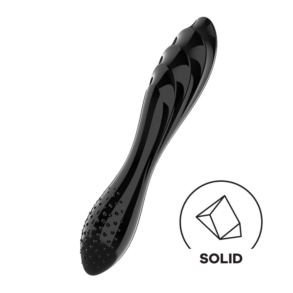 Satisfyer Dazzling Crystal 1 - Black - Black Glass Double Ended Dildo - Silk and Sin
