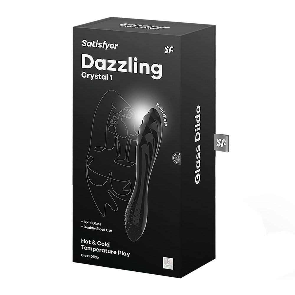 Satisfyer Dazzling Crystal 1 - Black - Black Glass Double Ended Dildo - Silk and Sin